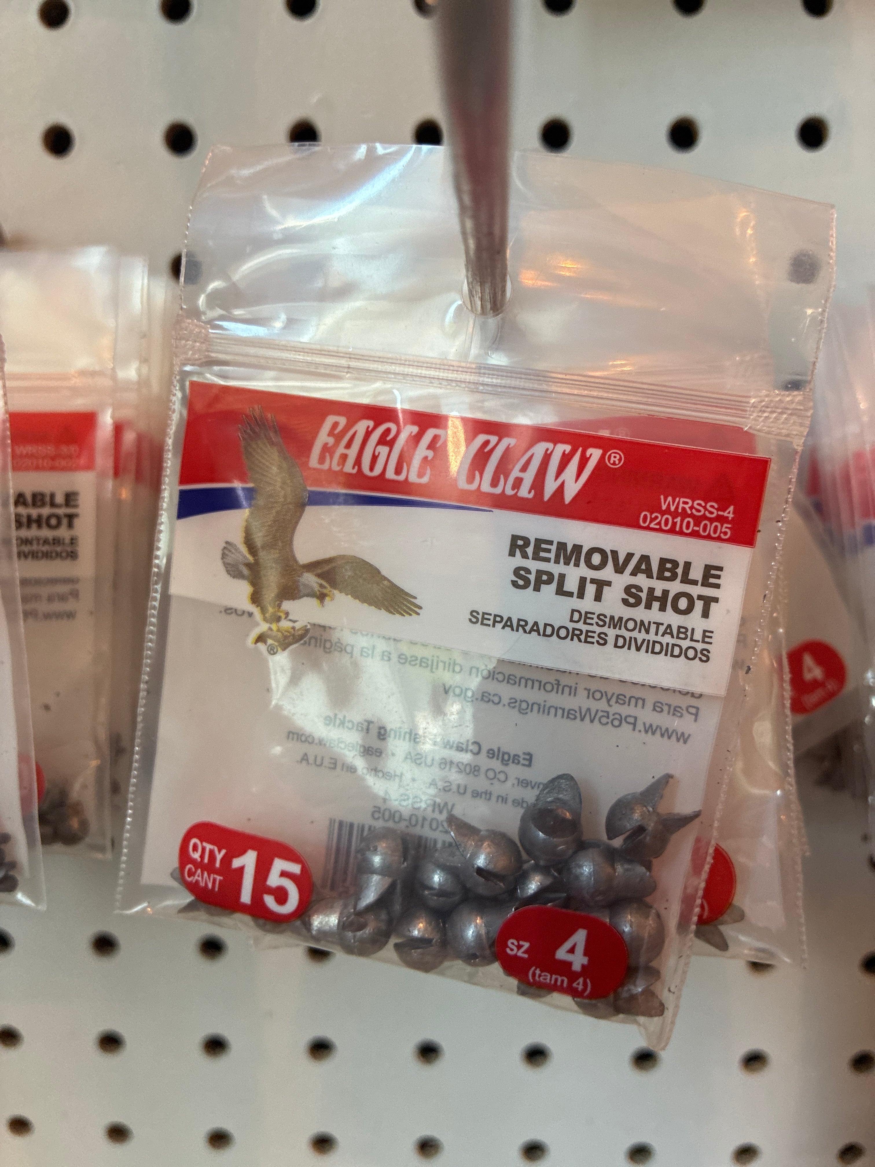 EA Removable SplitShotSinker #4 Lead 15pk
