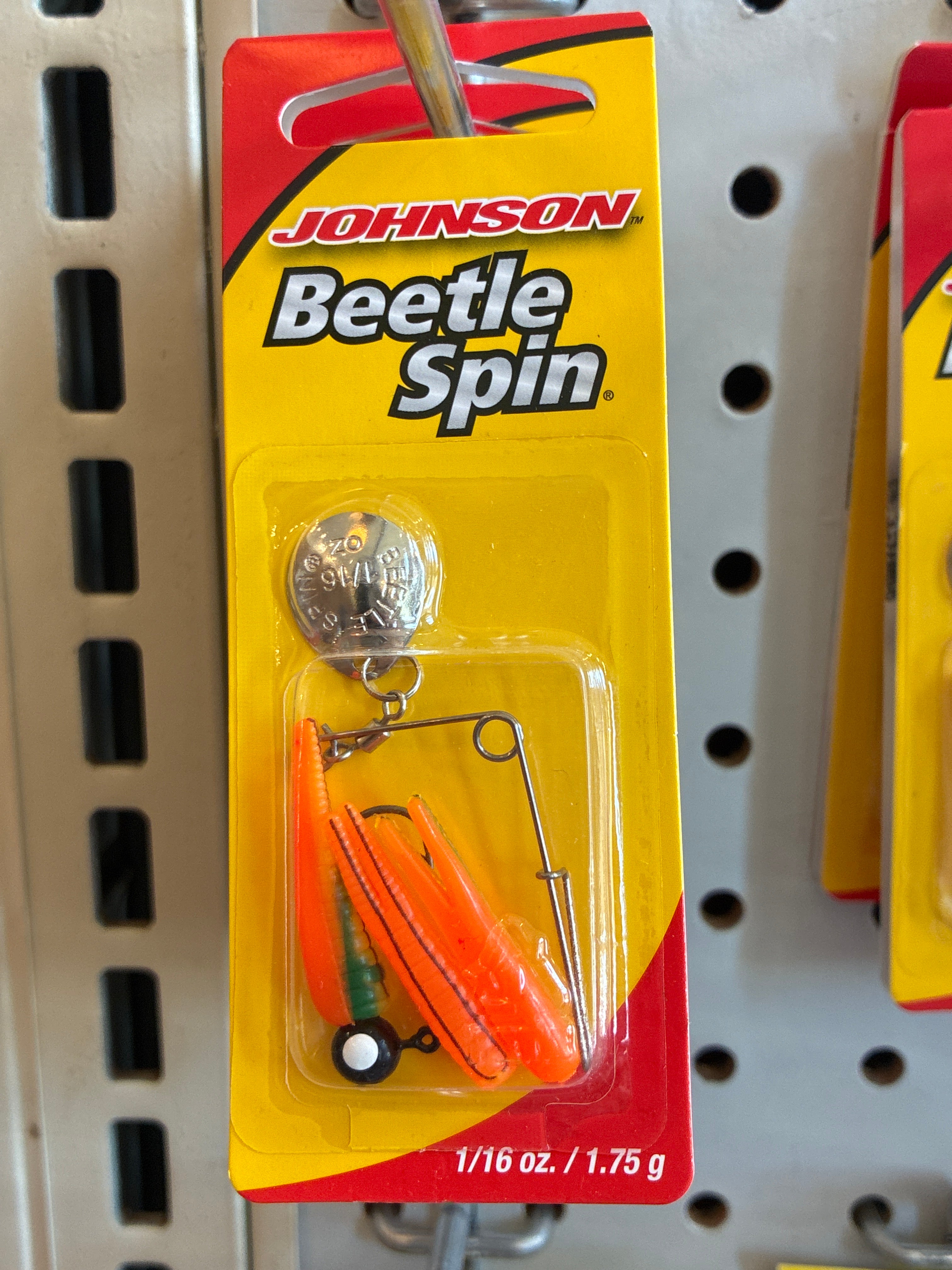 Johnson Beetle Spin 1/16oz 1.1'':Nkl Blk/Cht/Org