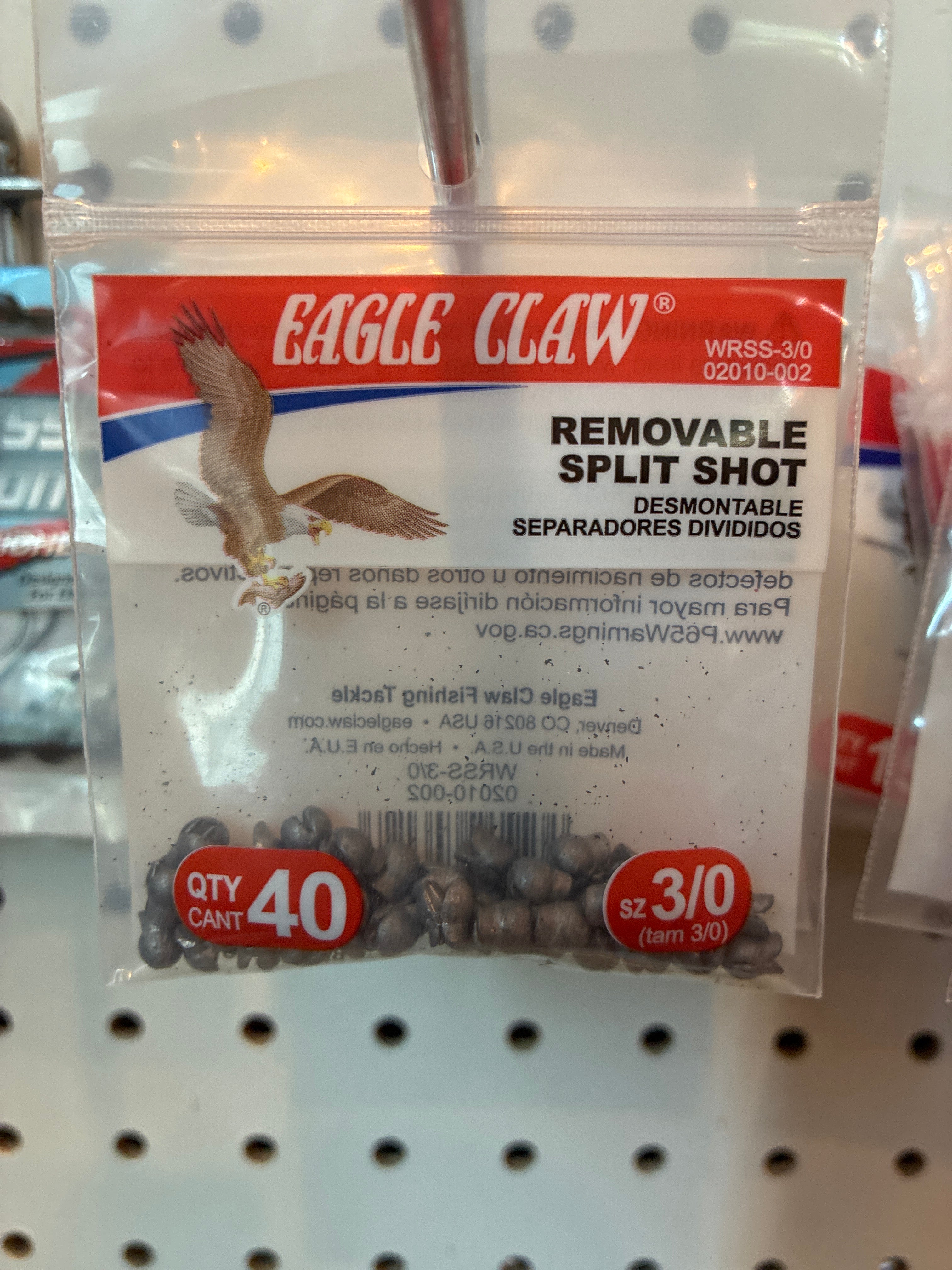 EA Removable SplitShotSinker 3/0 Lead 40pk