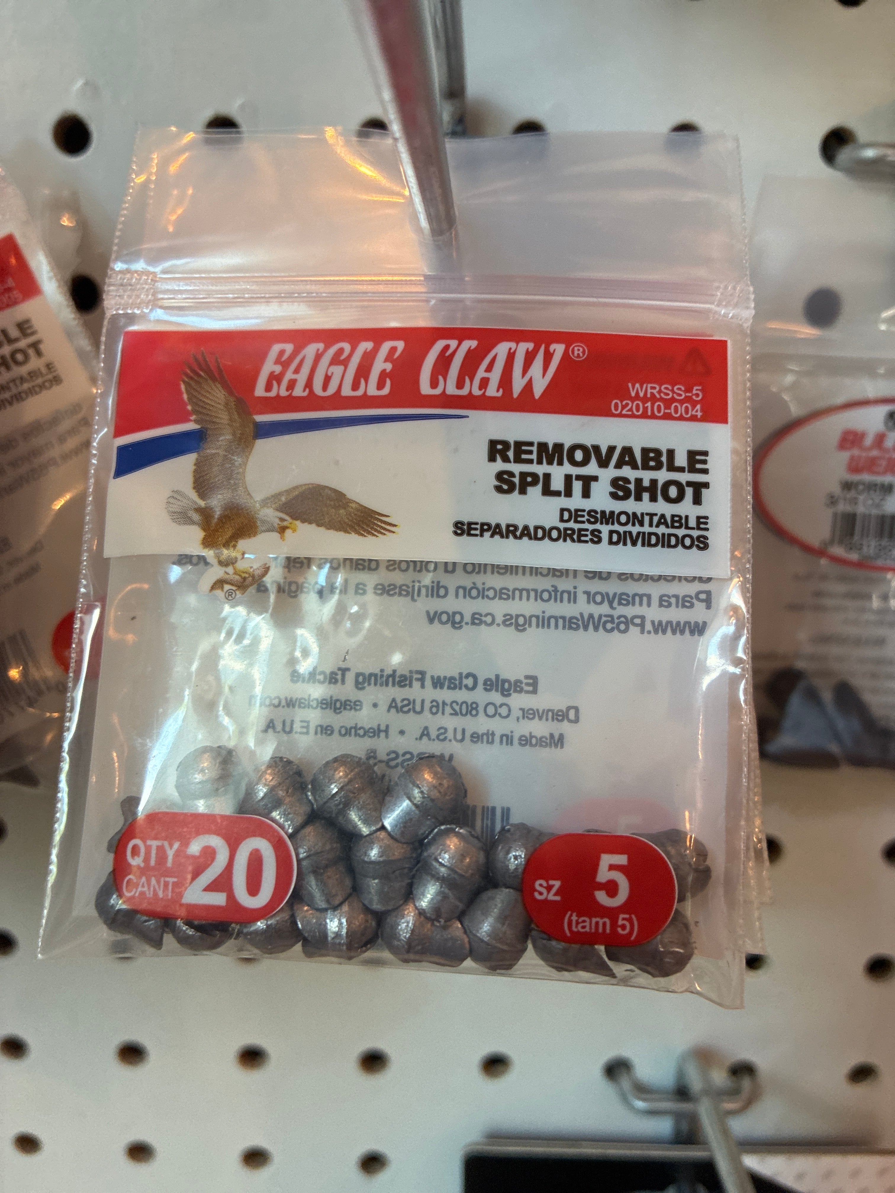 EA Removable SplitShotSinker #5 Lead 20pk