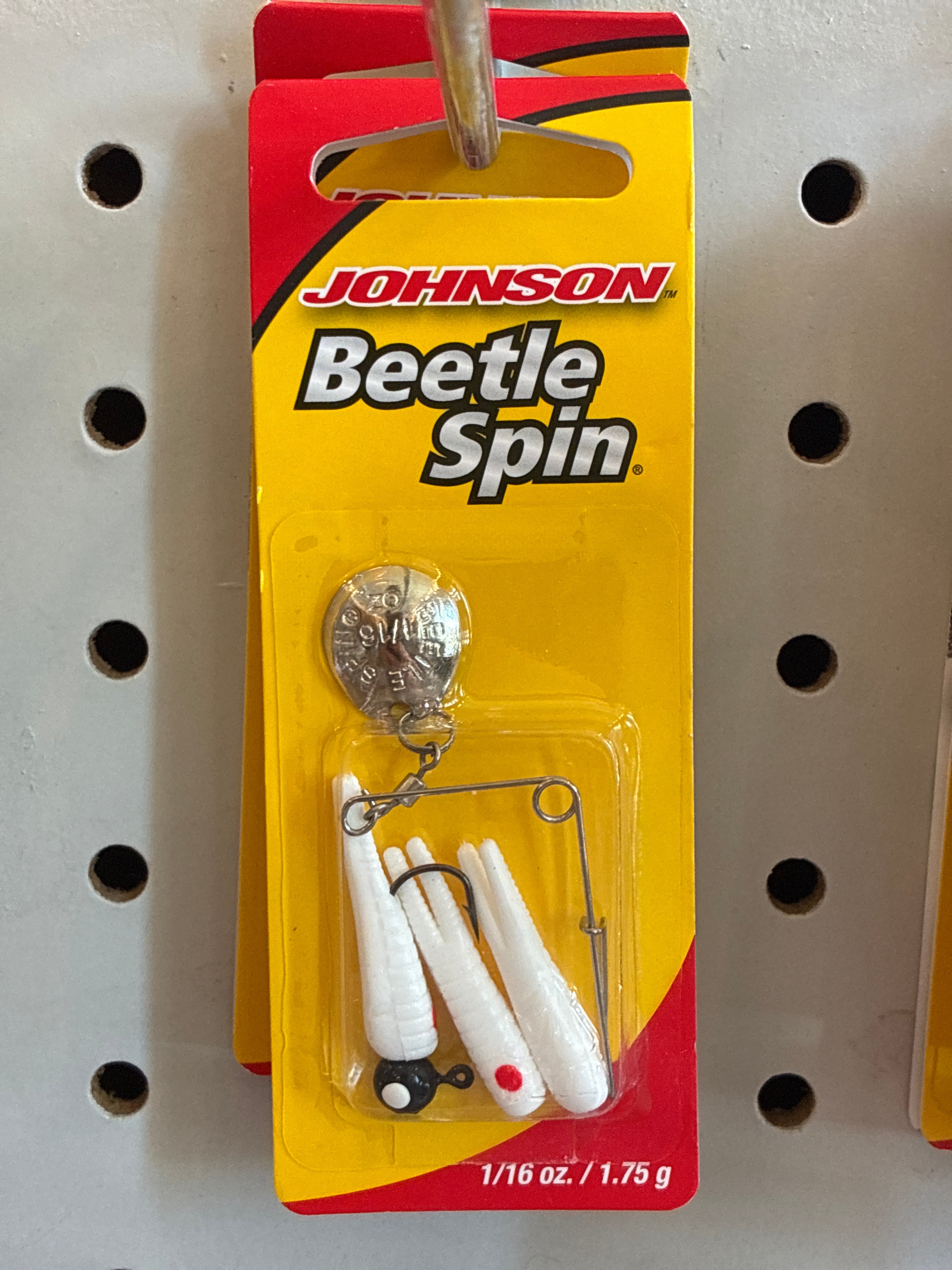 Johnson Beetle Spin 1/16oz 1.1'':Nkl Wht Rd Dot