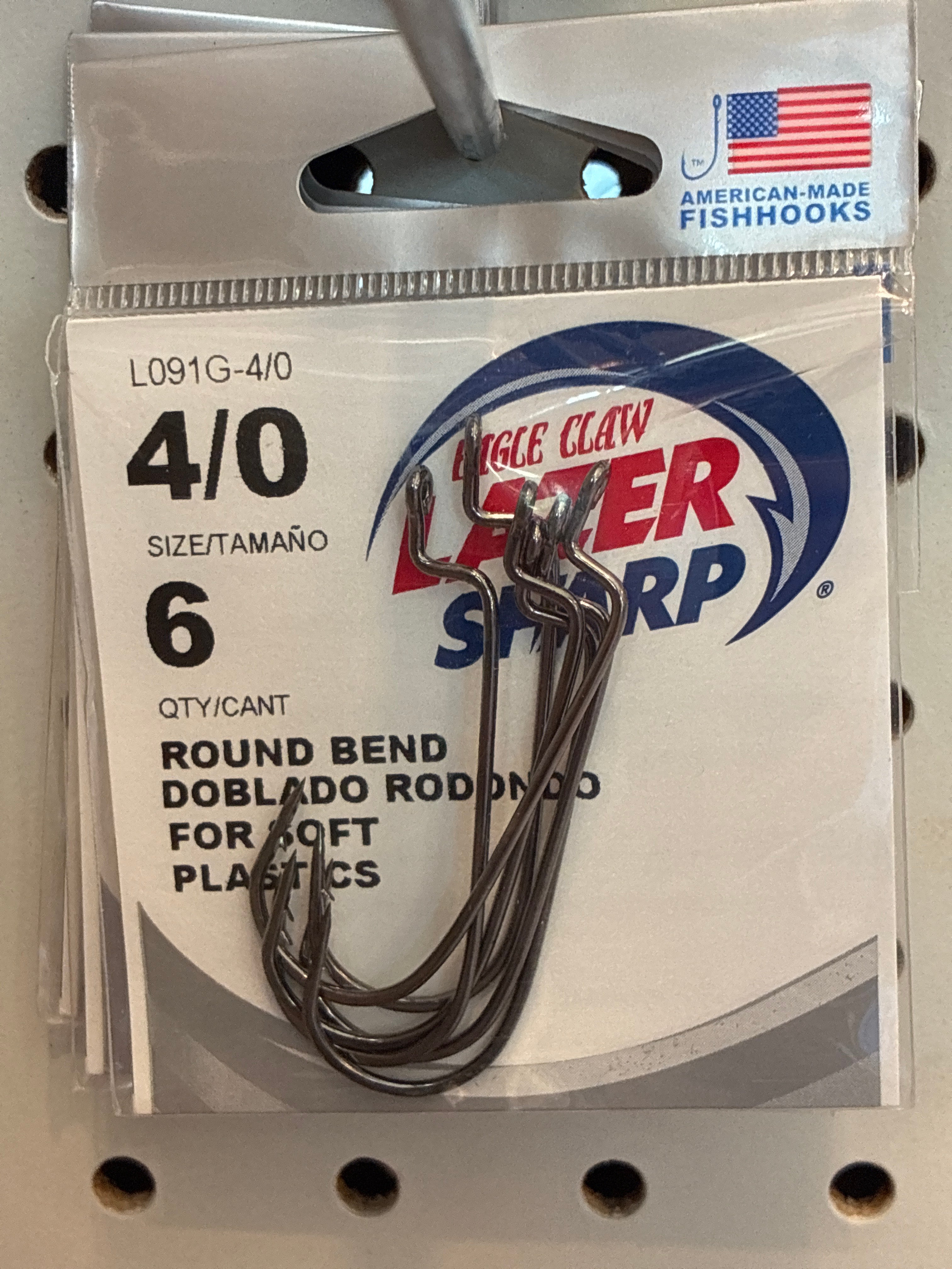 EA Lazer Worm Round Bend 4/0 Gold 6pk