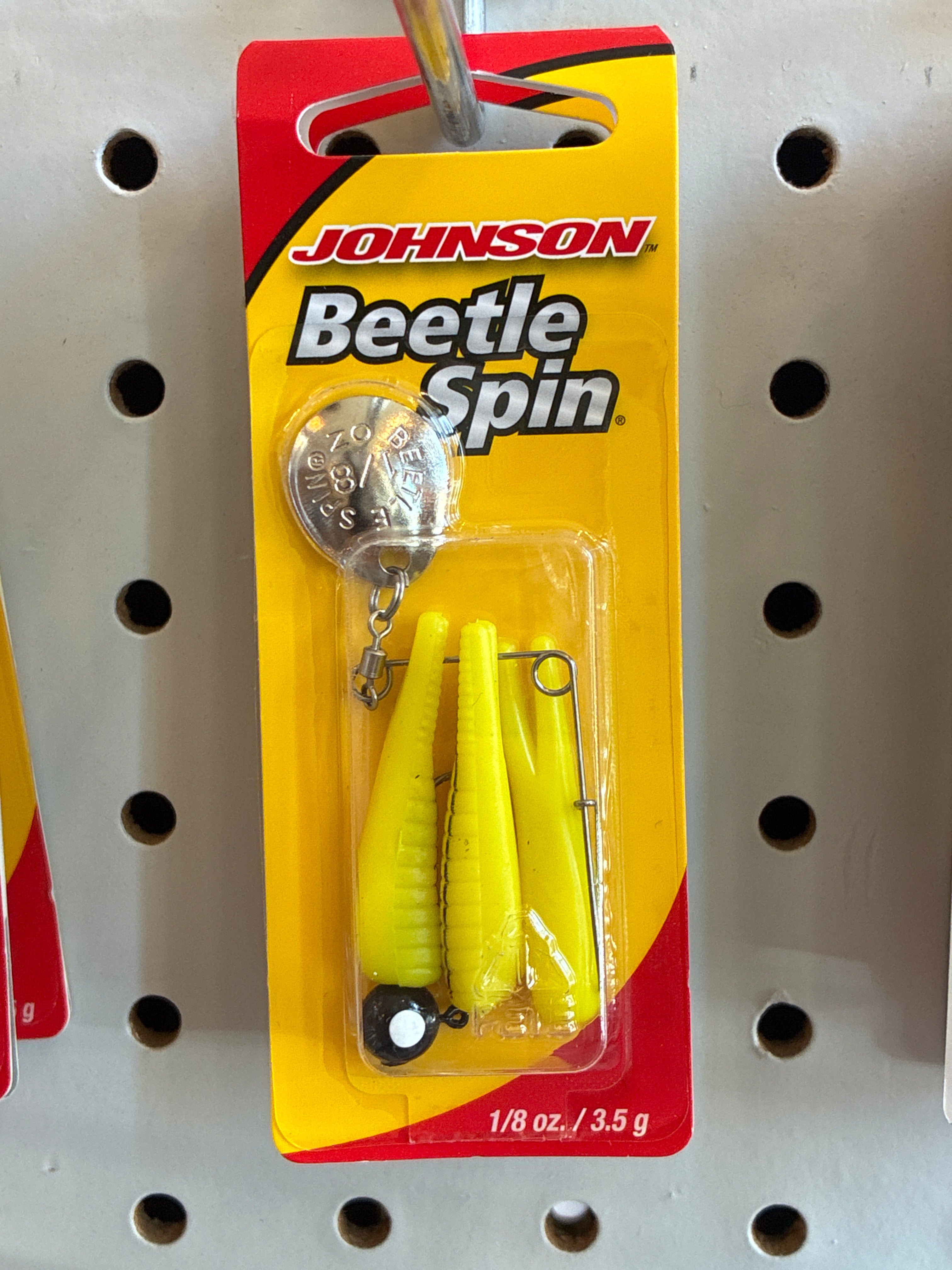Johnson Beetle Spin 1/8oz 1.5'':N Ylw/Blk Stp