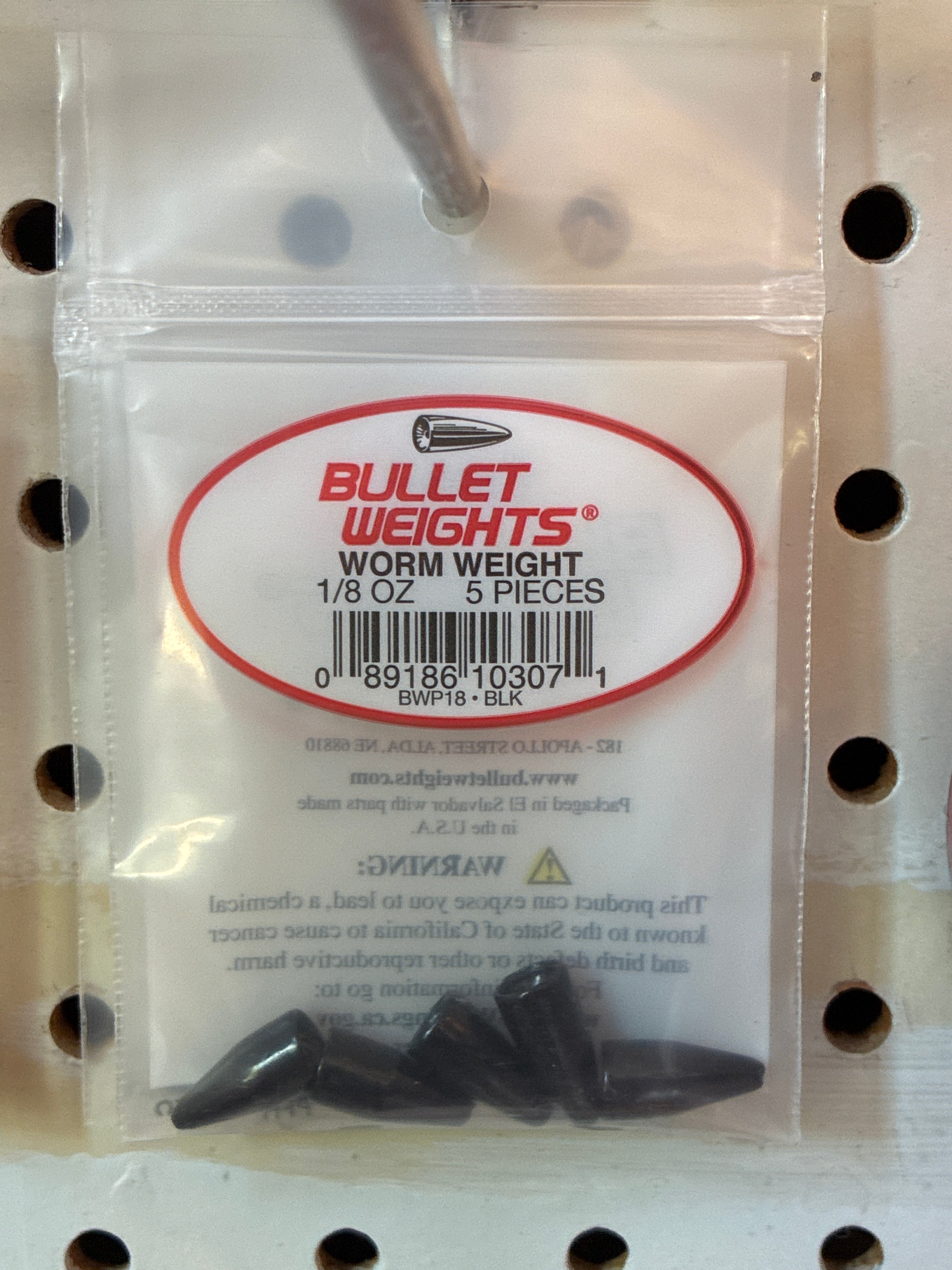 Bullet Weight Slip Sinker:Ld 1/8oz Black 5pk
