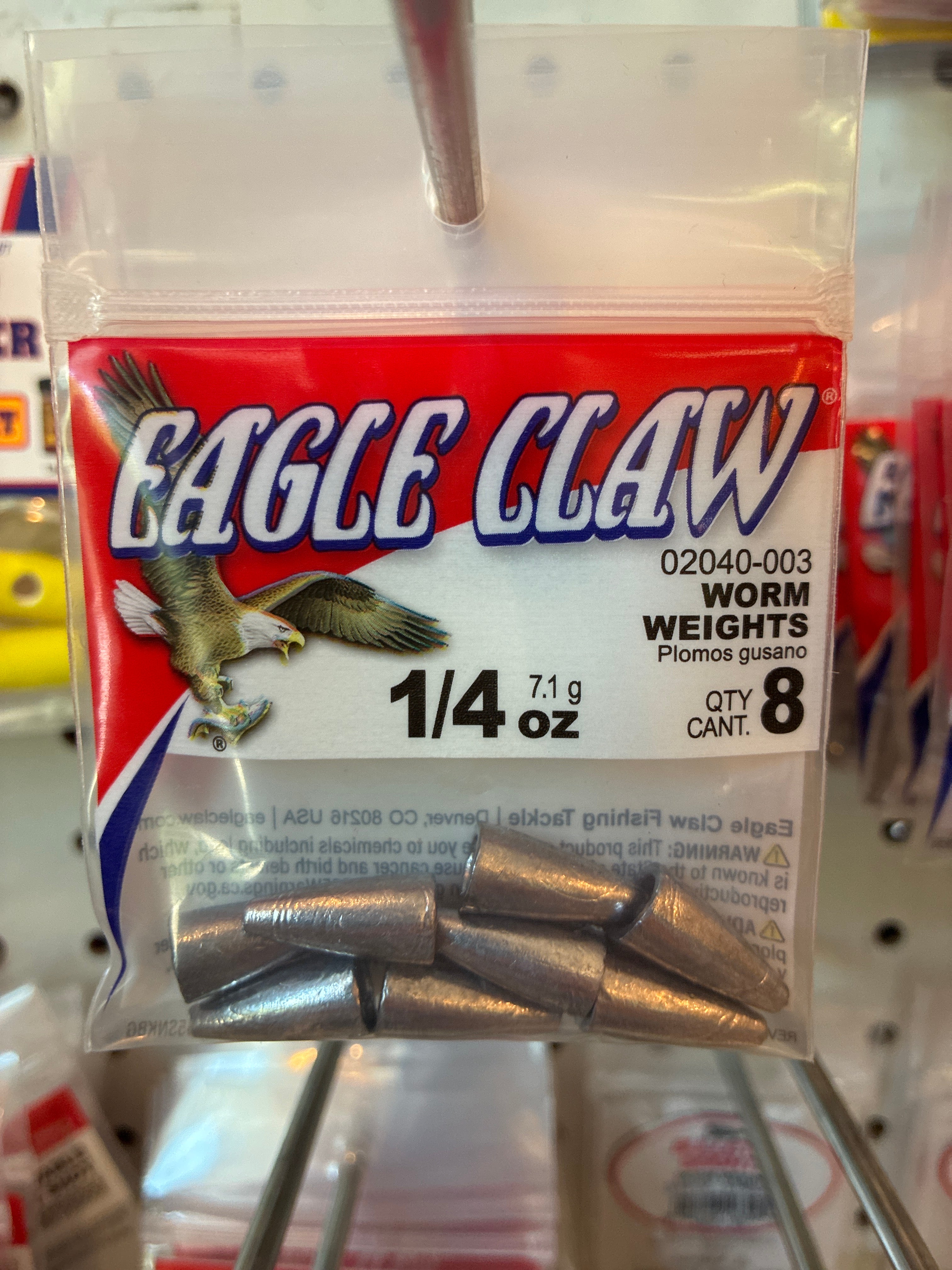 EA Worm Weight Sinker 1/4oz Lead 8pk